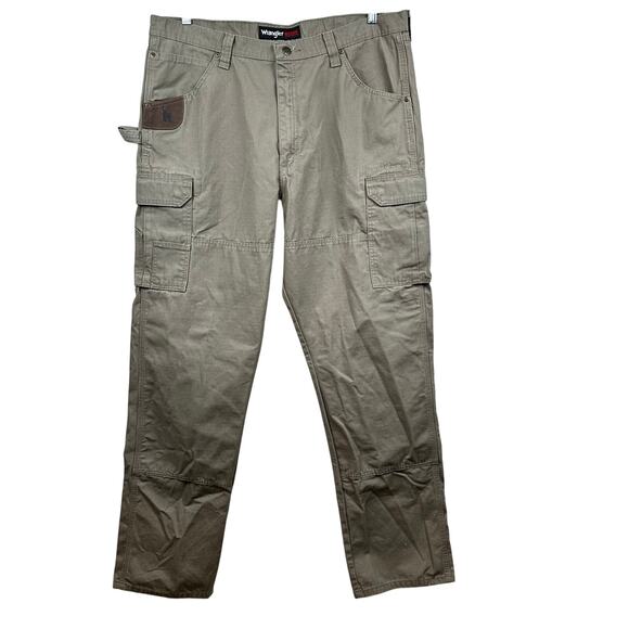 Wrangler Riggs Workwear Pants Ripstop Tan 40x34 Utility Cargo Carpenter Heavy - Picture 1 of 13